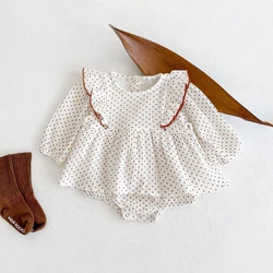 Autumn Baby Girls Rompers Dot Printed Bodysuits for Infants Children 0-2T Kids Clothing