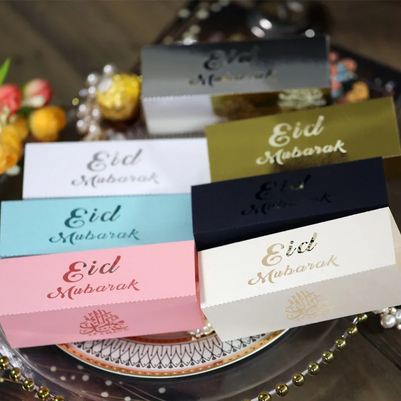 50pcs Eid Mubarak Candy Dragee Box Favor Box Ramadan Kareem Gift Boxes