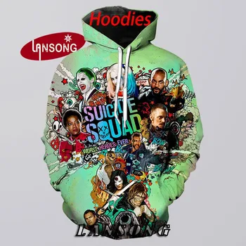 

new mens 3d print suicide squad harajuku hoodies sweashirts/pants jacket men short homme suit clothes hip hop coat streetwears