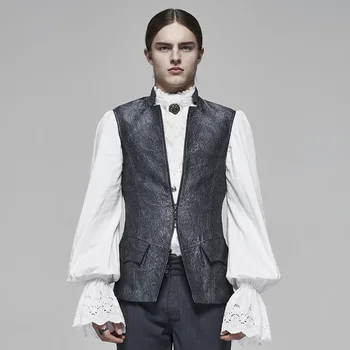 

PUNK RAVE Men Rococo Jacquard Vest Gothic Retro Simple Style Hollow Out The Back Sleeveless Gentleman Waistcoat