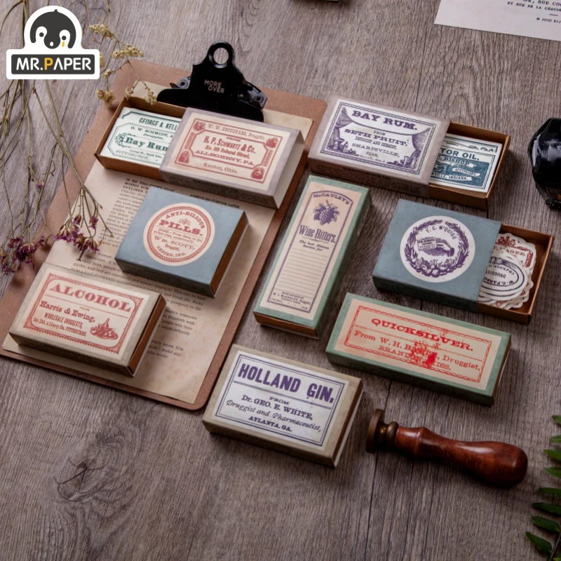 Mr.paper 60 unids/caja Series Retro Kraft papel recortes/fabricación de tarjetas/proyecto de diario DIY diario decoración tarjetas cuenta de mano