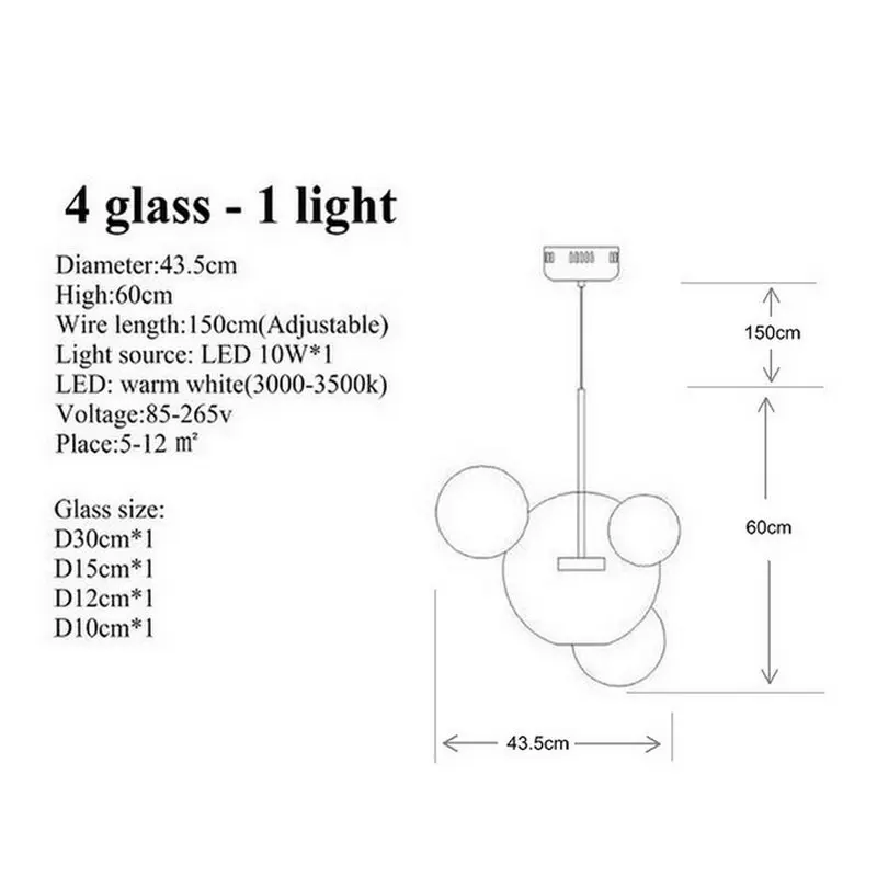 Современный Стеклянный подвесной блестящий дизайн светодиодный креативный Люстра для гостиной спальни Лофт кухни столовой современный декор - Цвет абажура: 4 glass - 1 light