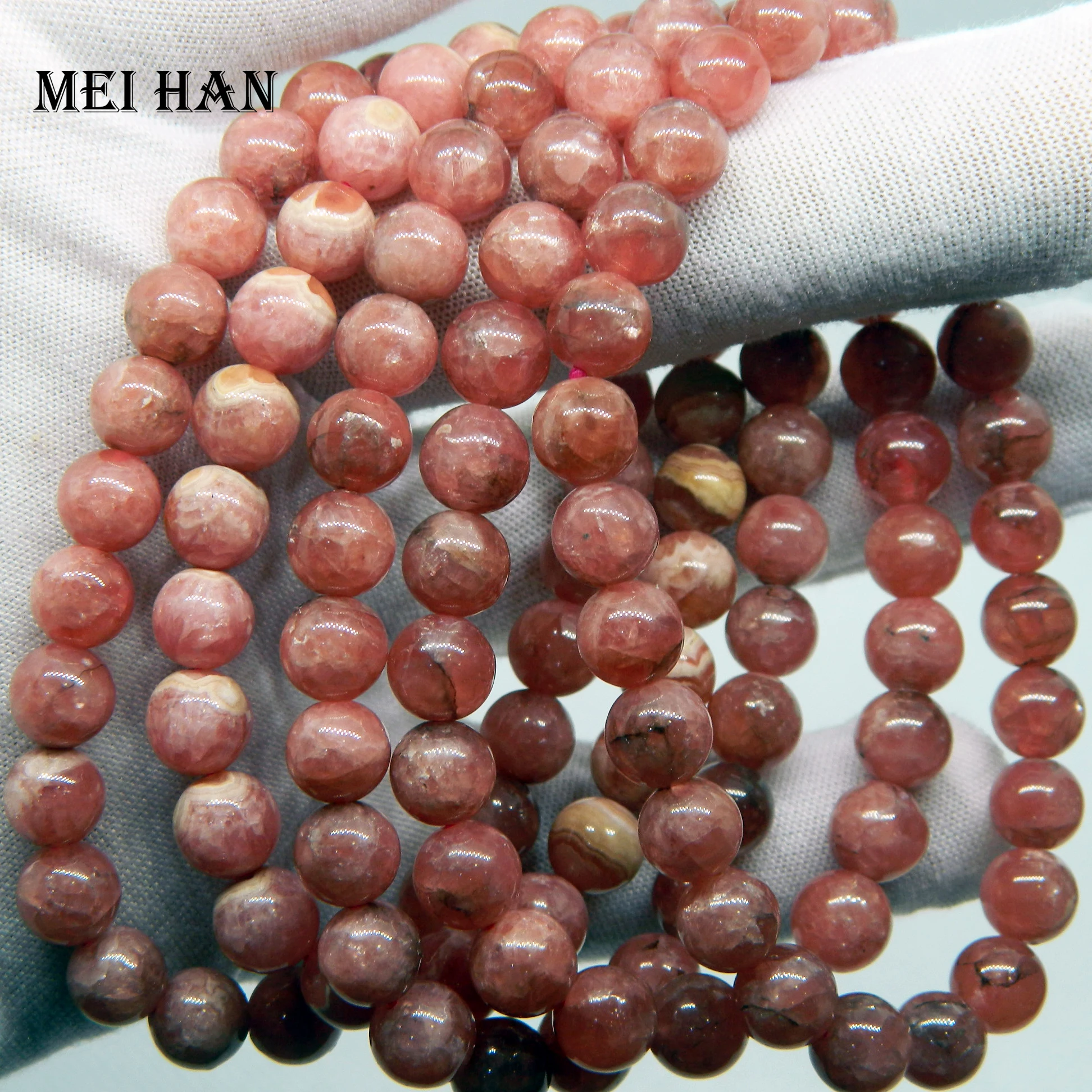 Meihan (24 бусины/нитка/20 г) 7 5 мм + 0 2 а натуральный аргентинский Родохрозит Гладкие