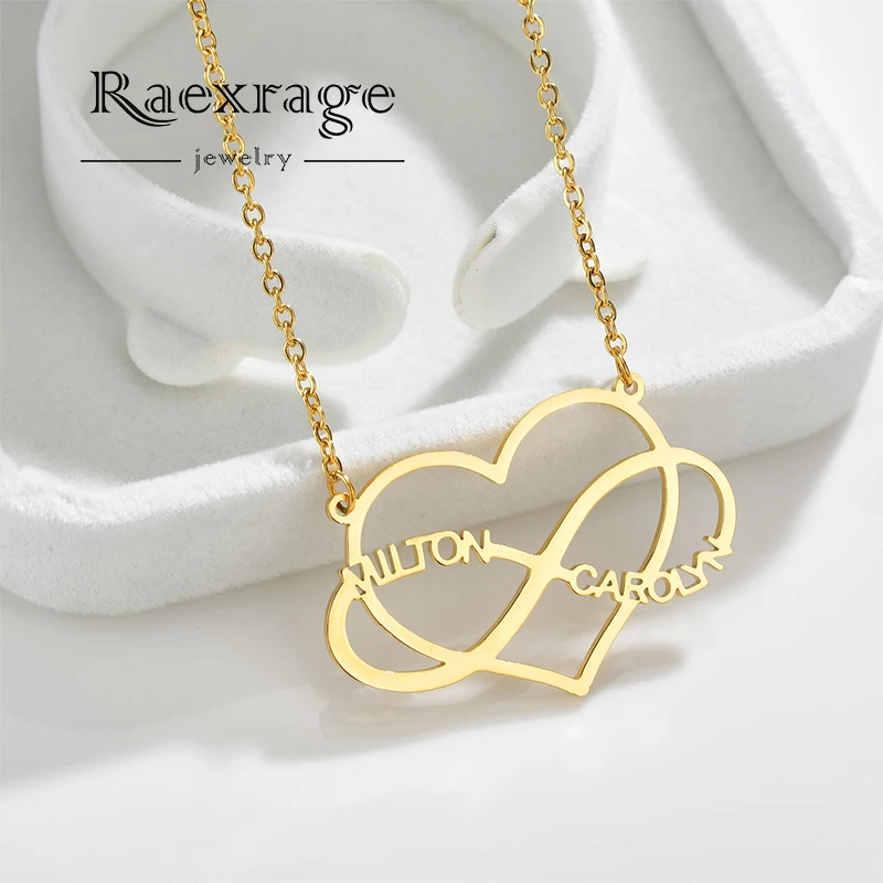 

Custom Infinity 2-3 Name Necklace for love Stainless Steel Hollow Heart Piercing Personalized Necklaces Women Bijoux Femme