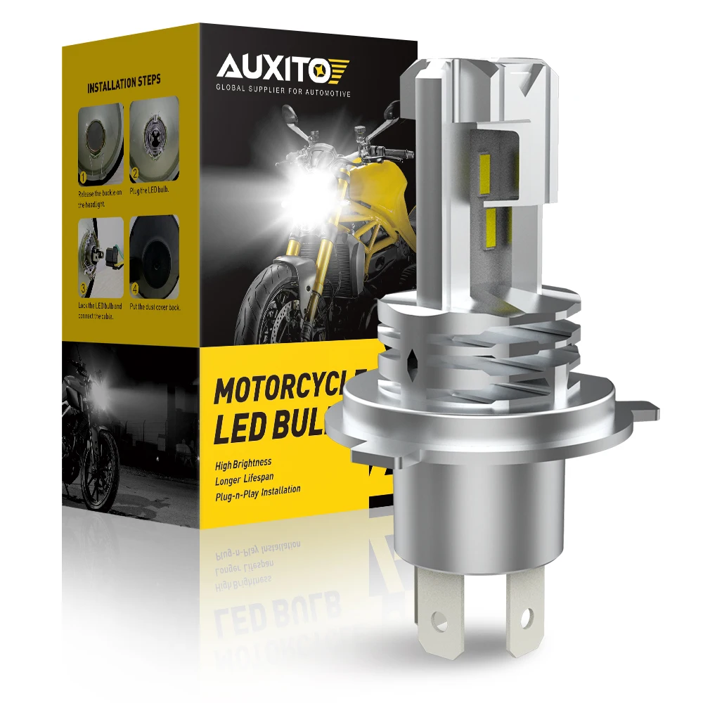 Bombilla LED H4 para faro delantero de motocicleta, bombilla de 1500LM, 6000K, CSP, blanco, haz alto/bajo, 1 ud.