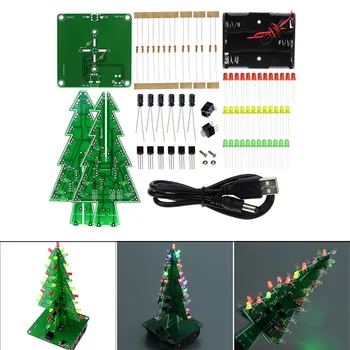 

Christmas Tree LED Flash DIY Kit 3D Circuit Parts Glitter Electronic Learning Set New Arrival