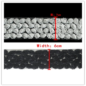 

Shidao 5 yards lace ribbon wave Floral embroidery chiffon back/white lace trim 6cm for wedding decoration factory price
