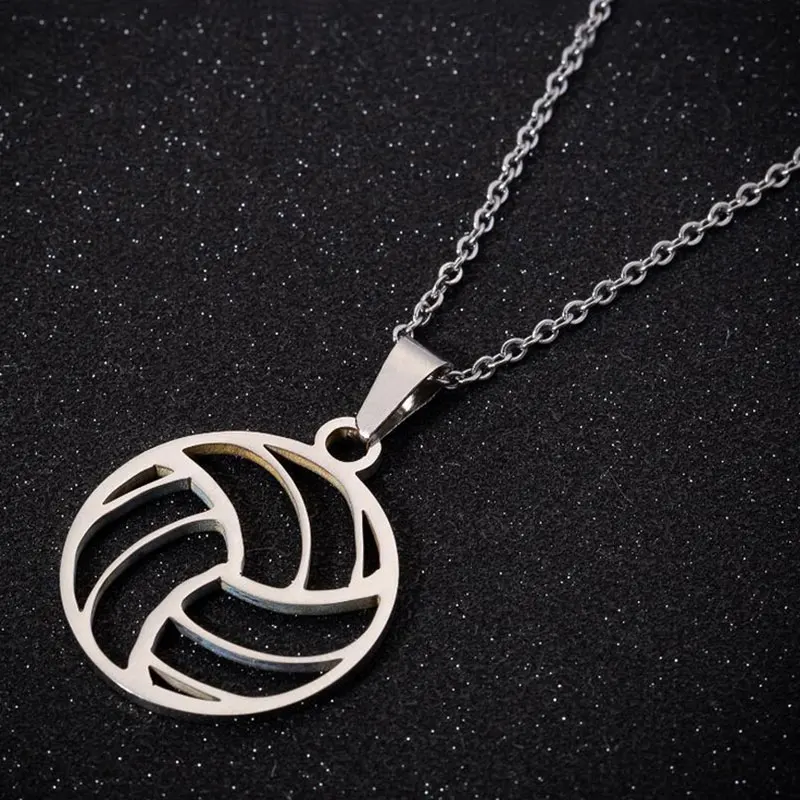 1pc Volleyball Stainless Steel Pendant Necklace Sporty Charms Necklaces