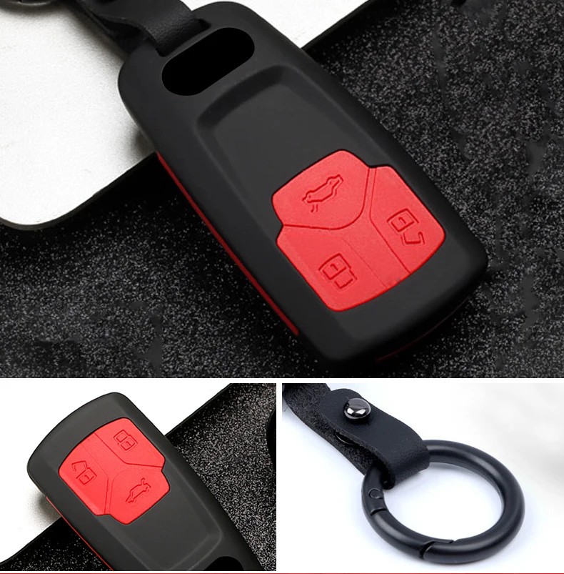 ABS+Silicone Car Key Case Key Cover For Audi A4 A5 S4 S5 B9 8W Q7 4M Q5 TT TTS RS 8S Roadster A4L Allroad 2017 2018 Accessories