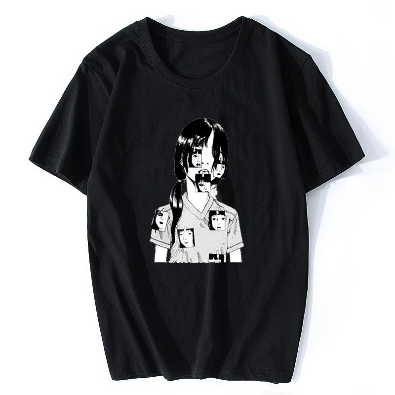 Horror Manga Junji Ito T Shirts for Men Shintaro Kago Girl Anime Shirt Tops Men's Cotton Short Sleeve Clothes Male T-Shirts |
