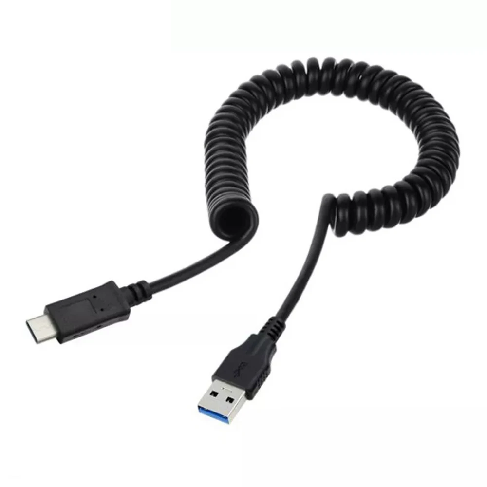 

Hohe qualität Schwarz 1,5 M USB 3,1 Typ C Frühjahr versenkbare linie high speed USB Typ-C männlichen zu männlichen USB 3,0 trans