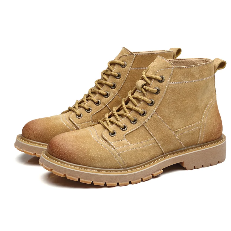 

Mens High-top Military DesertÂ Boots Retro Ankle Motorcycle Botines Male Casual Safety Platform Shoes