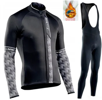 

NW 2020 Men Winter Thermal Wool Cycling Jersey Set Long Sleeve 19D Gel Pad Pants Cycling Outdoor Clothes