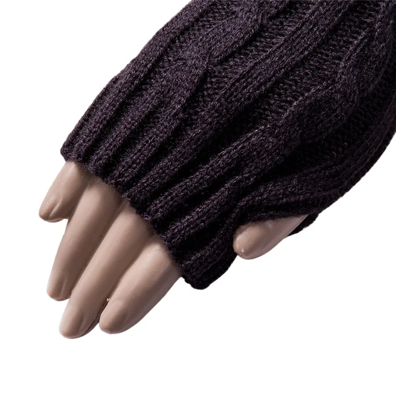 Новые хлопковые теплые митенки без пальцев, теплые зимние перчатки для девочек, вязаные крючком перчатки из искусственного меха, женские теплые перчатки