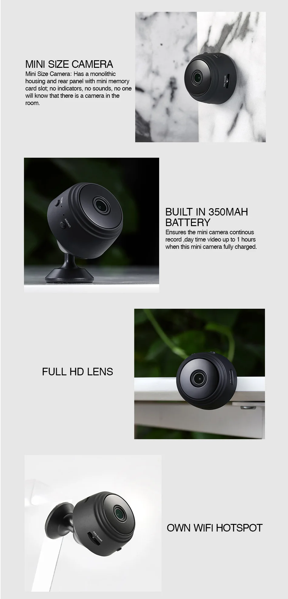 Домашняя безопасность мини WiFi 1080P IP камера детский спящий монитор CCTV Инфракрасное Ночное Видение Движения Мини видеокамера петля видео запись