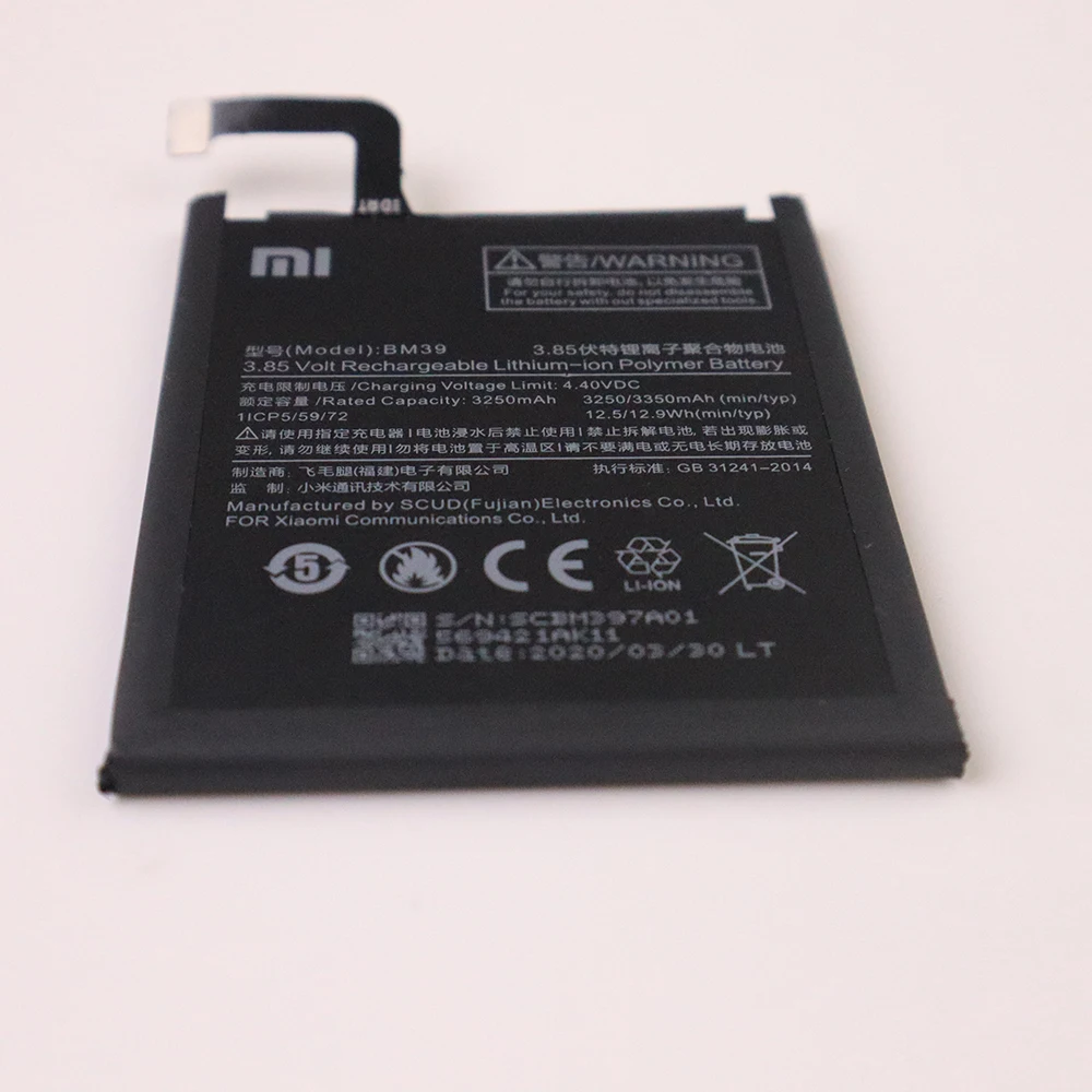 2020 лет Xiaomi Оригинальный аккумулятор для телефона BM39 Mi 6 Mi6 3250mAh Высокая емкость