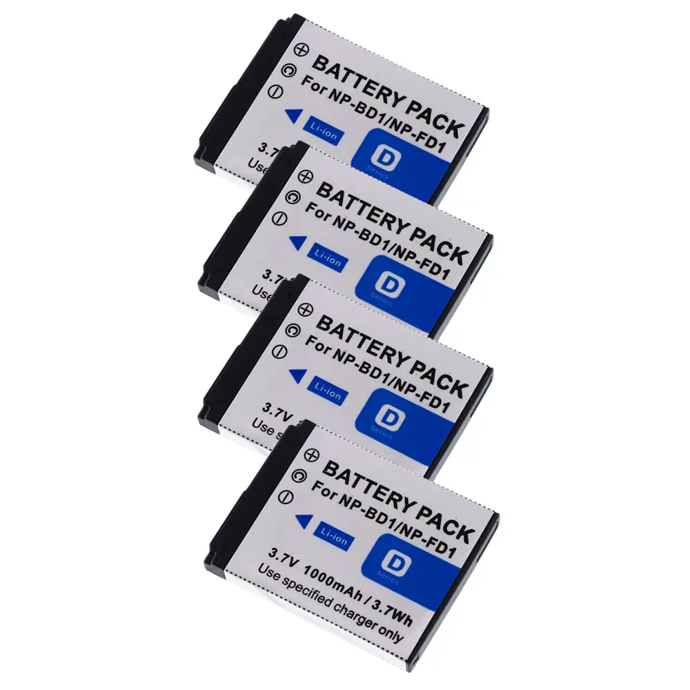 4x Батарея для Sony NP-BD1 NP-FD1 Тип D CyberShot DSC-T77 T90 T900 TX1 G3 | Электроника