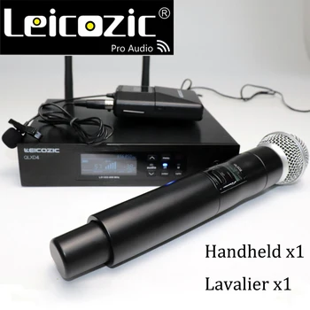 Lecizic-micrófono inalámbrico profesional con micrófono de mano y micrófono lavalier, micrófono de solapa QLXD4 QLDX4 QLXD