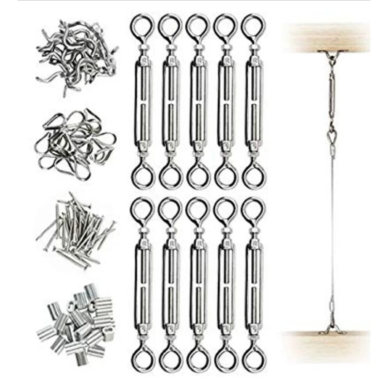 10Pcs CK01 Series CA1 Heavy Duty Stainless Steel Cable Railing Kits for 1/8 inch Cable DIY Balustrade Kit with Eye-Eye Turnbuckl