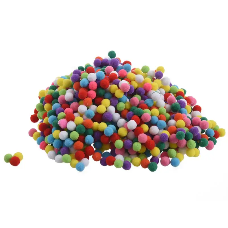 1000 шт 10 мм Разноцветные Цвет мягкие пушистые Pom Poms помпонами для детей ремесла