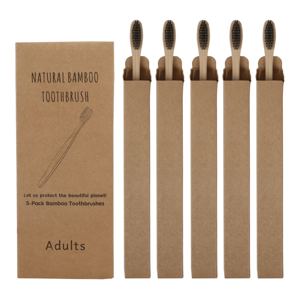 

5pcs Soft Bristles Bamboo Charcoal Toothbrushes Oral Care Tooth Brush Environmentally Useful Tooth Brush