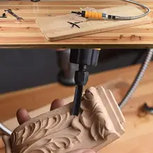 Горячая Распродажа 1 Набор для резьбы по дереву набор инструментов мебель инструмент для резьбы по дереву электрическое долото 5 наконечников для резьбы гаечный ключ гибкий Shaf