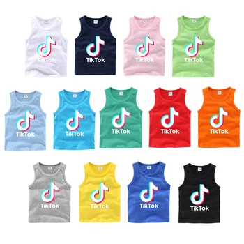 

2020 Fashion Tik-Tok Colourful Sleeveless Top Toddler Tank Top Baby Boys Girl Winter Cotton Children's Cute Warm Bottoming Shirt