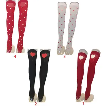 

Womens Sexy Thigh High Stockings Valentines Day Sweet Love Heart Dots Long Socks Q6PB