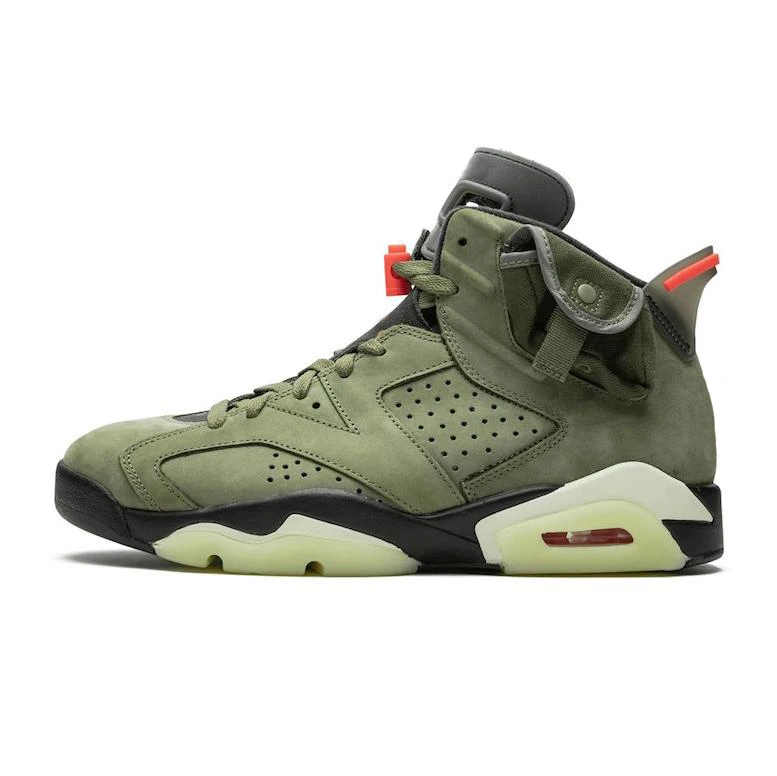 Оригинальные мужские баскетбольные кроссовки Travis Scotts X 6 Medium Olive 6s с желтым КАКТУСОМ Jack UNC, светоотражающие кроссовки Bugs Bunny, спортивные кроссовки - Цвет: Picture 1
