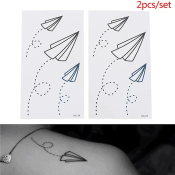 

2pcs/set Disposable Tattoo Sticker Waterproof Body Tattoo Stickers Paper Plane Sticker For Women Kids Fashion