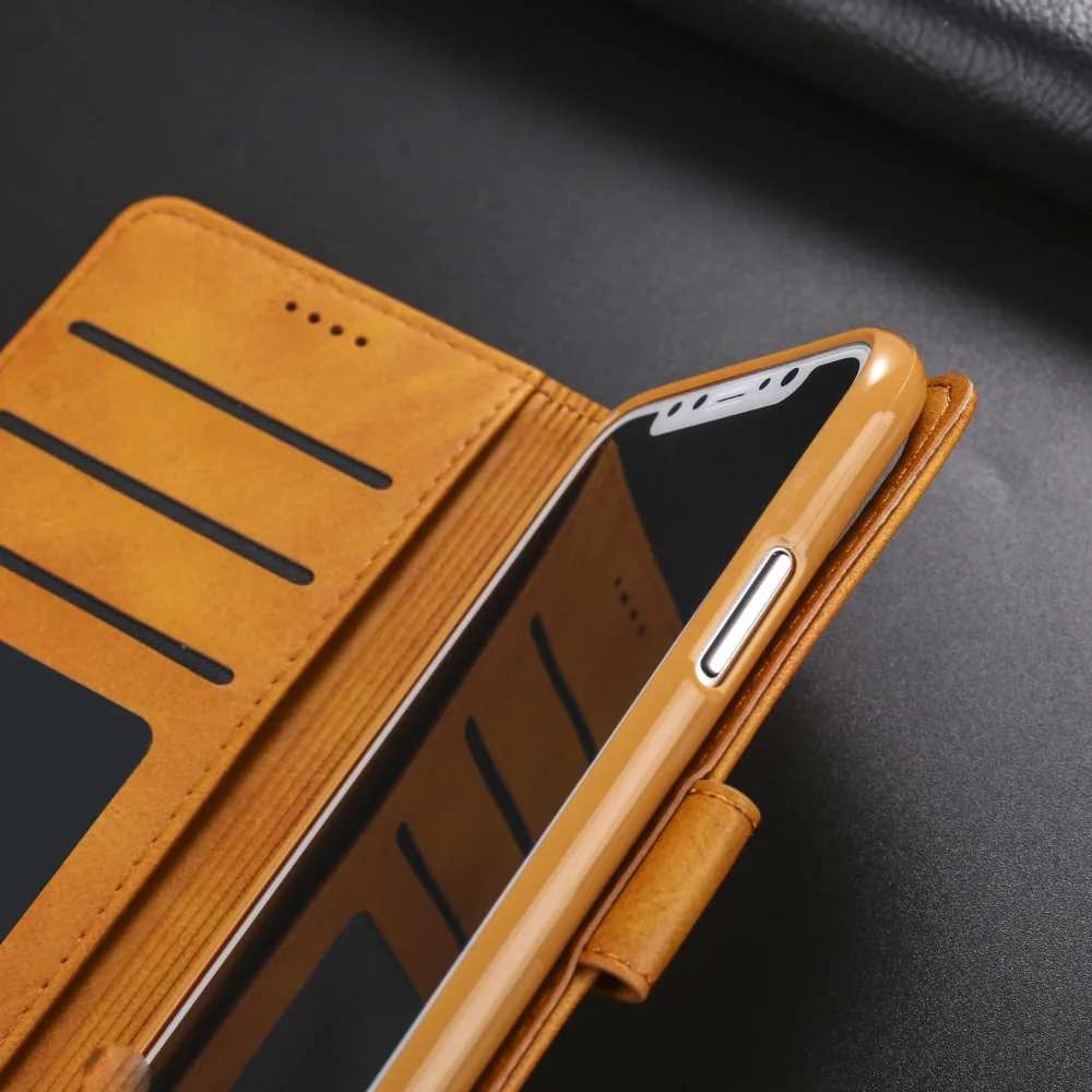Роскошный кожаный чехол книжка для телефона iPhone Xr X Xs 11 Pro Max противоударный мягкий
