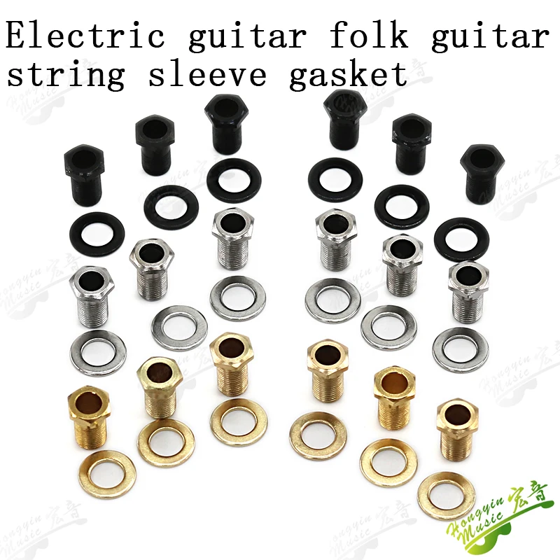 1 Set ( 6 Pieces ) guitar closed head button sleeve nut gasket Metal