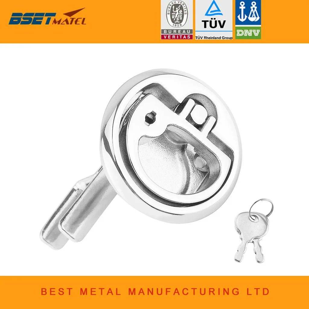 

BSET MATEL Marine Grade Stainless Steel 316 Cam Latch Flush Pull Deck Latch Lift Handle with key Boat Hardware Accessories