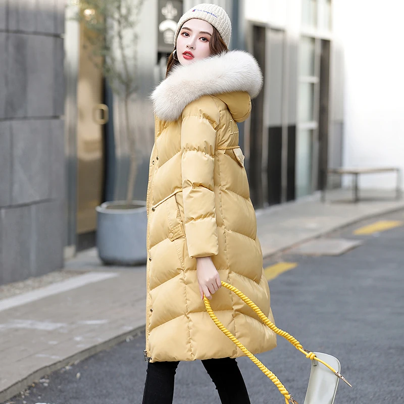 AYUNSUE, зимняя женская куртка,, парка, длинное пальто, пуховик, хлопок, стеганая куртка, Корейская одежда, манто, Femme Hiver A68392 - Цвет: Yellow