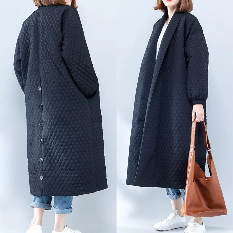 Retro Winter Jacket Women Stylish Oversize Quilted Coat Maxi Long Large Plus Size Female 2019 Fall Autumn Lady Clothes Outerwear |