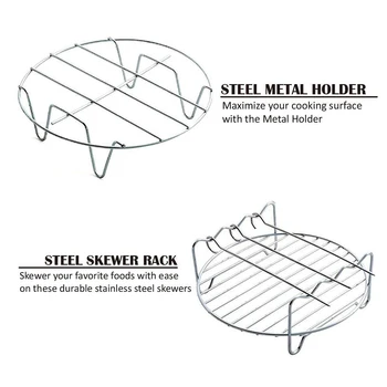 

5Pcs/Set Universal 7 Inch Air Fryer Accessories Baking Pan Barrel Set 3.5QT-5.8 100% Brand New Metal Holder