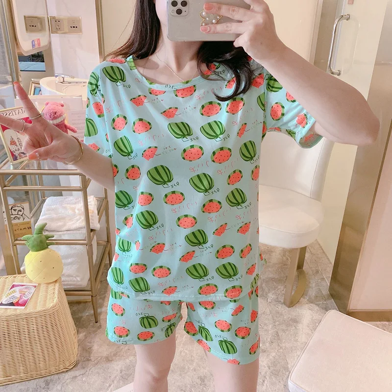 

Simple Pajamas For Women Short Sleeve Cotton Pajamas For Women Homewear Sets Cute Cartoon Lounge Wear