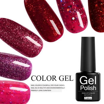 

Zation Neon UV Gel Nails Sequins Glitter Color Semi Permanent Nail Lacquer UV Gel Nail Polish Shinning Nail Gel Varnish Manicure