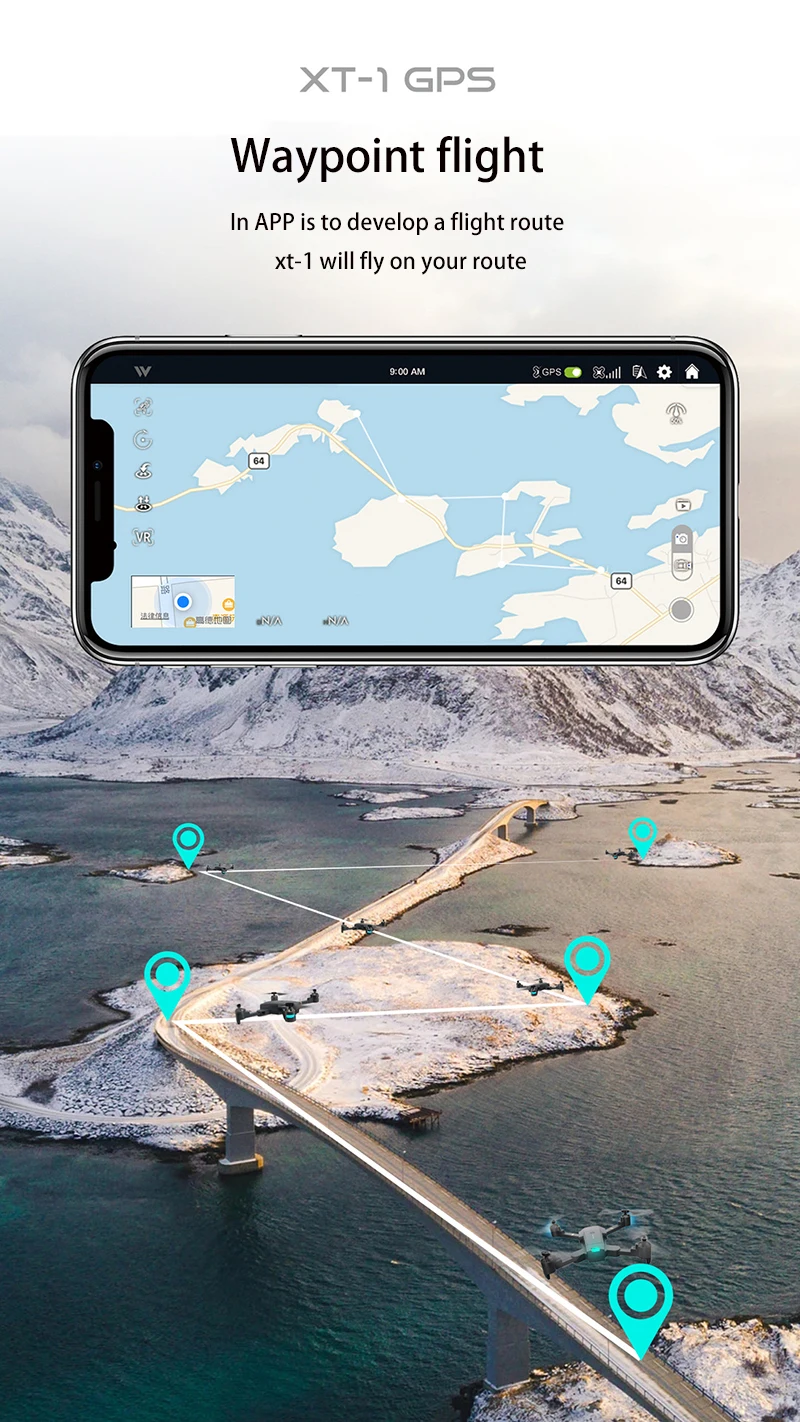 Складной xt-1GPS, интеллектуальное позиционирование, четырехосный Дрон, WiFi, HD, профессиональная Аэрофотосъемка, Дрон с дистанционным управлением