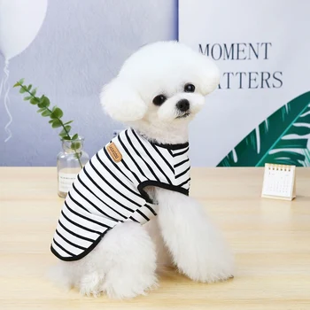 Summer Striped Dog Clothes Soft T-shirt Thin Dog Vest Striped Round Neck T-shirt For Small Dog Pet Puppy Vest Breathable T-shirt 1