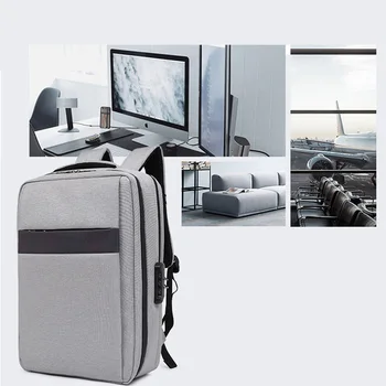

Business Travel Notebook Bag Anti-theft Backpack USB Port Big Capacity Schoolbag Anti-theft Adjustable Shoulder Strap
