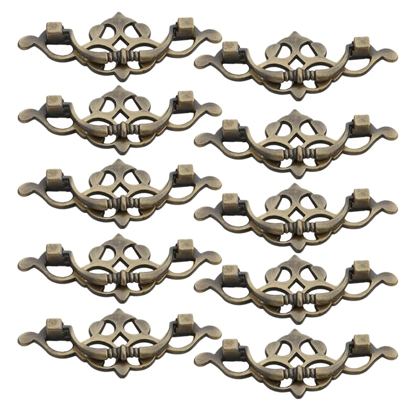

10Pcs 95Mm Thin Type Antique Knobs Furniture Drawer Wardrobe Door Pull Handle