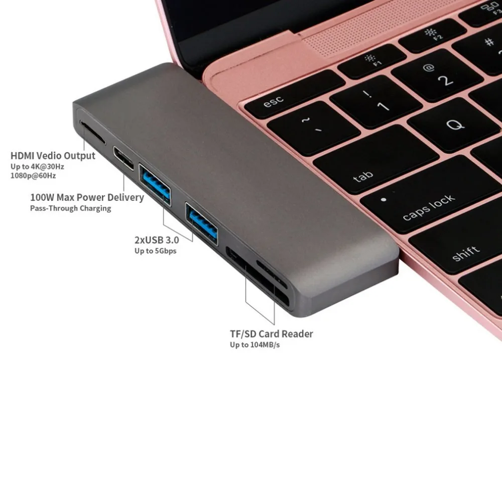 Тип-c USB3.0 концентратор тип-c к 4K2K HDMI кардридер концентратор Поддержка безопасности цифровая карта PD зарядный адаптер для MacBook Pro