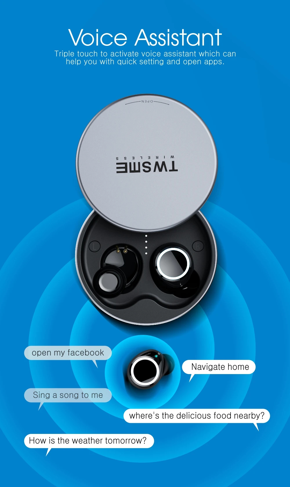 Votoon TWS настоящие беспроводные наушники Bluetooth V5.0 наушники спортивная Гарнитура наушники Ai управление Беспроводная зарядка наушники