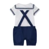 Newborn Baby Boys Girl Sailor Navy Style Romper Toddler Halloween 100% Cotton Suspender Jumpsuit Infant Braces with Hat Playsuit ► Photo 3/6