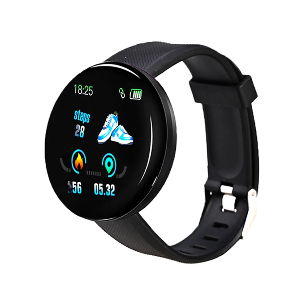 Black D18 Bluetooth Smart Wristband Blood Pressure Heart Rate Measurement Smart Bracelet Sport Tracker Smart Watch D13 Smartwatch - Цвет: Black