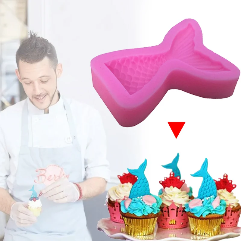 Помадка торт плесень сахар хвост русалки выпечки Sugarcraft рыбы Декор