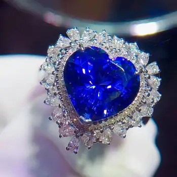 

Y504 Tanzanite Ring Fine Jewelry Pure 18 K Gold Natural Tanzanite Gemstones 5.5ct Diamonds Female Anniversary Gift Fine Rings