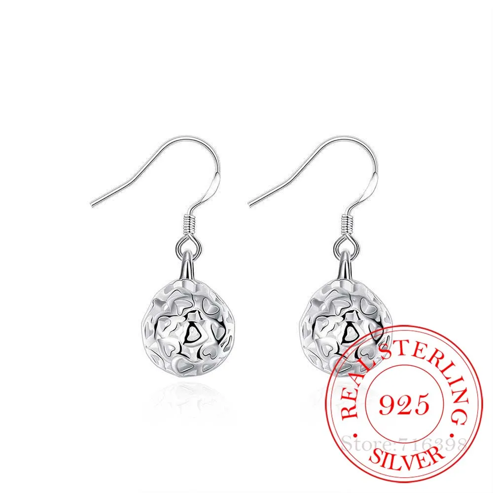 

Korean 925 Sterling Silver Hollow Heart Ball Vintage Long Drop Dangle Earrings For Women 2020 Engagement Wedding Jewelry Gift