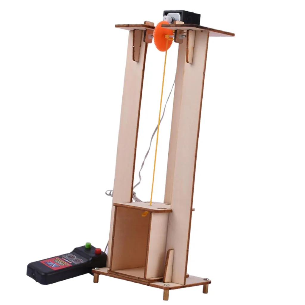 Children Self-Assemble Handmade Electric Lift Machine Scientific Experimental Model Toys for Kids Operation Ability Gift